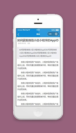 蓝色博客微信小程序资讯详情页面模板下载