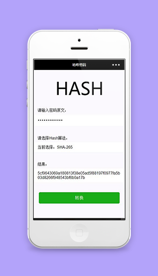 哈希密码转换微信密码加密小程序源码下载